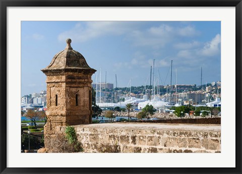 Framed City ramparts, Palma de Mallorca, Majorca, Balearic Islands, Spain Print