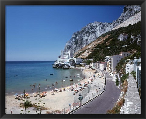 Framed Catalan Bay, Gibraltar, Spain Print