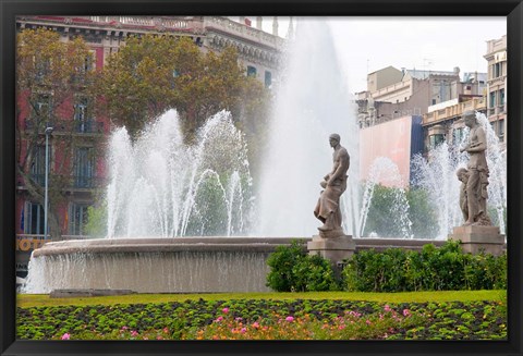 Framed Placa de Catalunya, Barcelona, Spain Print