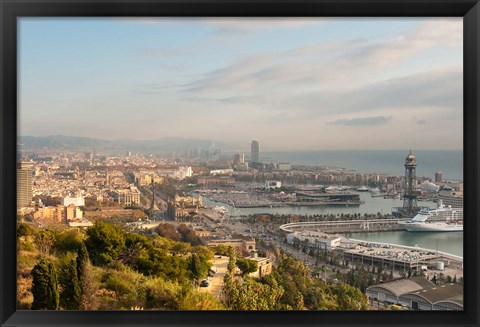 Framed View of Barcelona from Mirador del Alcade, Barcelona, Spain Print