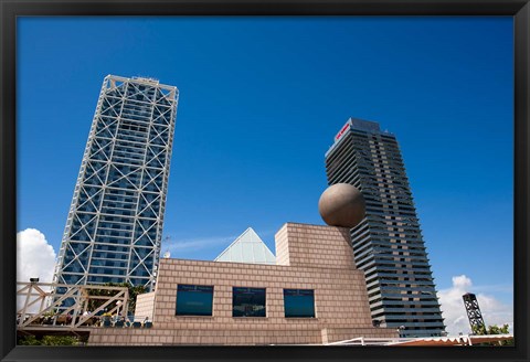 Framed Hotel Arts and Mapfre Tower, Olympic Harbor, Barcelona, Spain Print