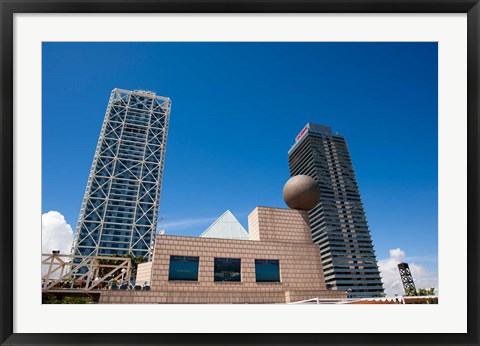 Framed Hotel Arts and Mapfre Tower, Olympic Harbor, Barcelona, Spain Print