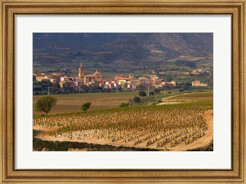 Framed Village of Brinas surrounded by Vineyards, La Rioja Region, Spain Print