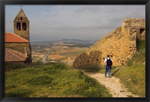 Framed Backpacking at Iglesia Parroquial de Santa Maria la Mayor Church, La Rioja, Spain Print