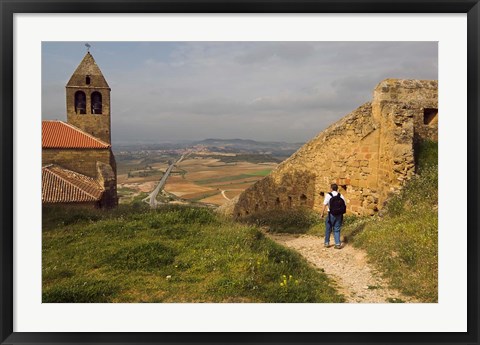 Framed Backpacking at Iglesia Parroquial de Santa Maria la Mayor Church, La Rioja, Spain Print