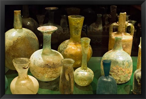 Framed Bottles and Jugs for Wine, Museo de la Cultura del Vino, Spain Print