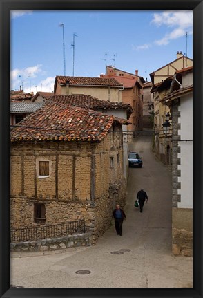 Framed Narrow street, Anguiano, La Rioja, Spain Print