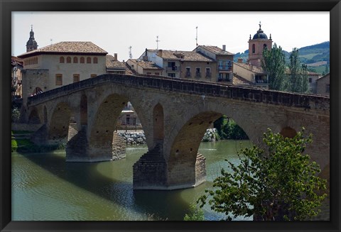 Framed Pedestrian Bridge over the Rio Arga, Puente la Reina, Navarra Region, Spain Print