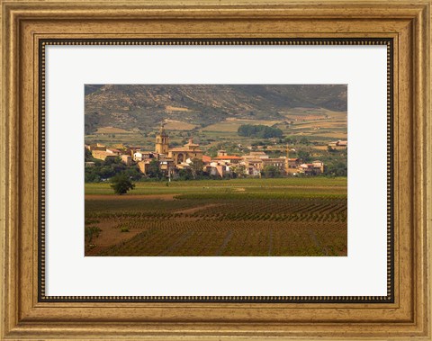 Framed Village of Brinas surrounded by Vineyards, La Rioja Region, Spain Print