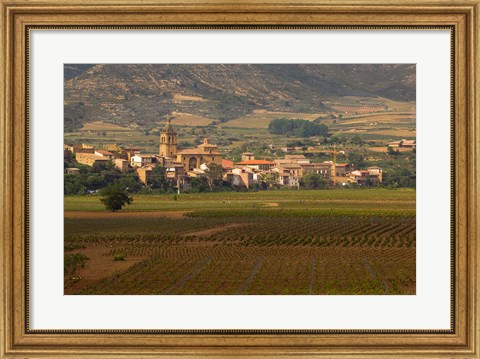 Framed Village of Brinas surrounded by Vineyards, La Rioja Region, Spain Print