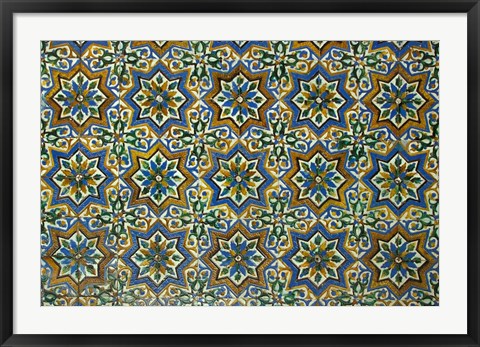 Framed Moorish Mosaic Azulejos (ceramic tiles), Casa de Pilatos Palace, Sevilla, Spain Print