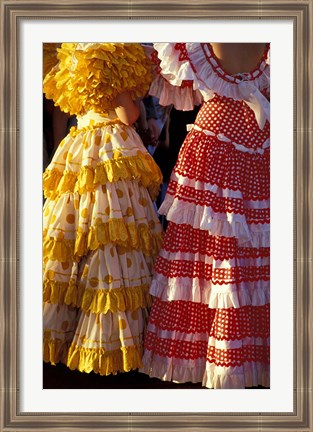 Framed Colorful Flamenco Dresses at Feria de Abril, Sevilla, Spain Print