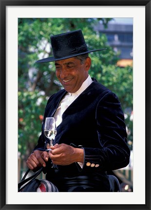 Framed Traditionally Dressed Man on Horseback at Feria de Abril, Sevilla, Spain Print