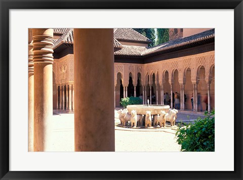 Framed Patio de los Leones in the Alhambra, Granada, Spain Print