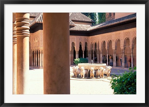 Framed Patio de los Leones in the Alhambra, Granada, Spain Print