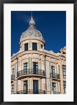 Framed Harborfront Buildings, Llanes, Spain Print