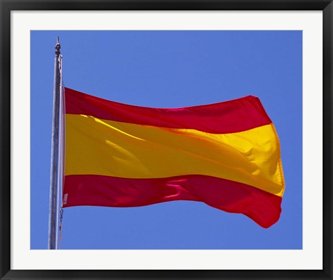 Framed Spanish Flag, Barcelona, Spain Print