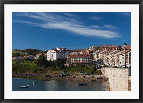 Framed Spain, San Vicente de la Barquera, Town View Print