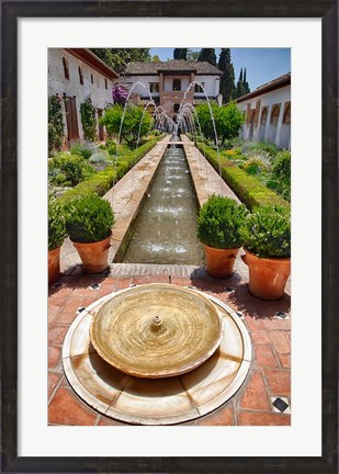 Framed Spain, Granada Patio de la Acequia at Generalife Print