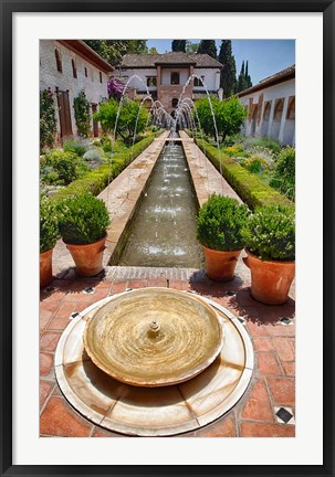 Framed Spain, Granada Patio de la Acequia at Generalife Print