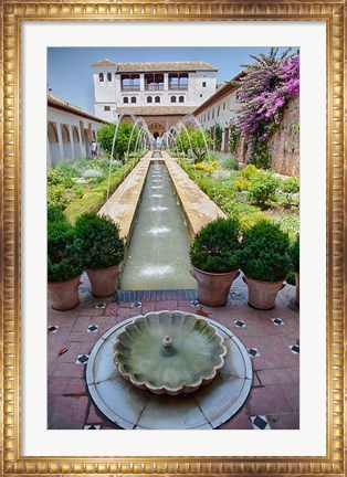 Framed Spain, Granada Patio de la Acequia at Generalife garden Print