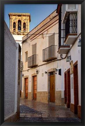 Framed Spain, Andalusia, Cadiz, Arcos De la Fontera Typical Street View Print