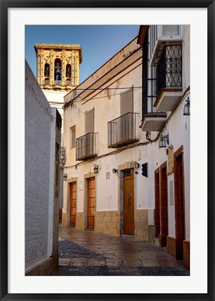 Framed Spain, Andalusia, Cadiz, Arcos De la Fontera Typical Street View Print