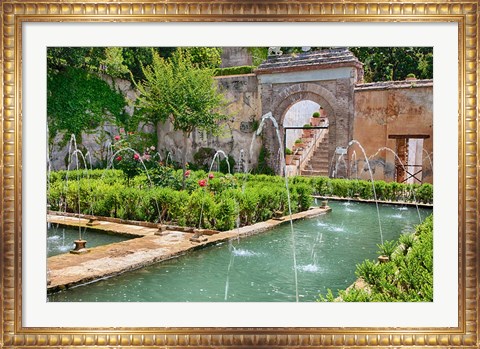 Framed Generalife gardens, Alhambra grounds, Granada, Spain Print