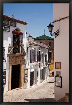 Framed Spain, Andalusia, Cadiz, Arcos De la Fontera Typical Street View Print