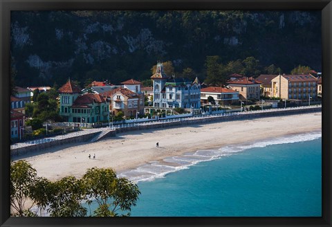 Framed Vacation Homes By Playa de Santa Marina, Ribadesella, Spain Print