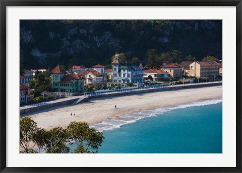 Framed Vacation Homes By Playa de Santa Marina, Ribadesella, Spain Print