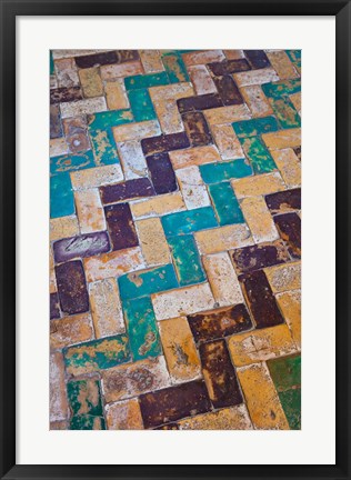 Framed Moorish Tiles, The Alcazar, Seville, Spain Print