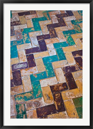 Framed Moorish Tiles, The Alcazar, Seville, Spain Print