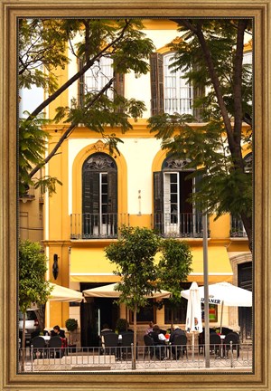 Framed Outdoor Cafes, Plaza de la Merced, Malaga, Spain Print