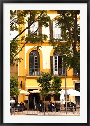 Framed Outdoor Cafes, Plaza de la Merced, Malaga, Spain Print