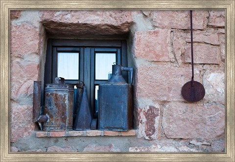 Framed Spain, Andalusia, Banos de la Encina Items and Antiques on display Print