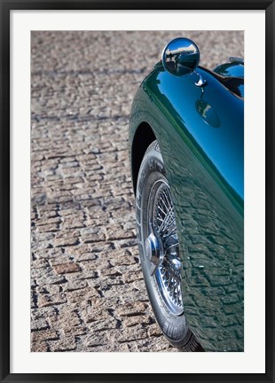 Framed Spain, Avila, classic car 1950s Jaguar XK-150S Print