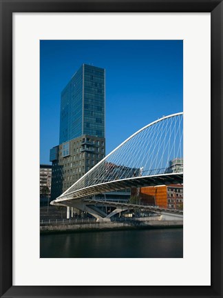 Framed Spain, Bilbao, Zubizuri Bridge over Rio de Bilbao Print