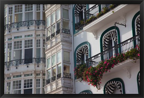 Framed Spain, Castro-Urdiales, Harborfront Buildings Print