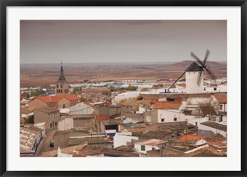 Framed Spain, La Mancha Area, Campo de Criptana Windmills Print