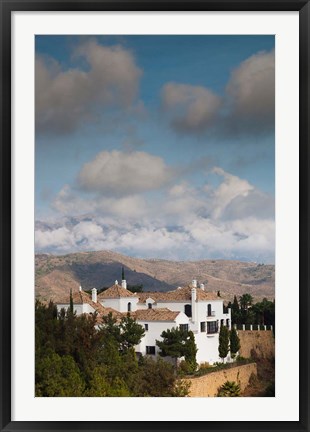 Framed View Of Villas And La Torresilla Mountain, Malaga Province, Spain Print