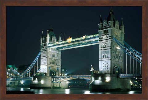 Framed Tower Bridge at Night, London, England Print