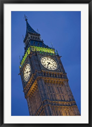 Framed UK, London, Clock Tower, Big Ben at dusk Print