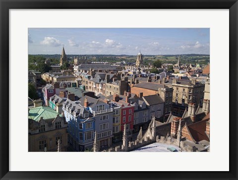 Framed High Street and Christchurch College, Oxford, England Print