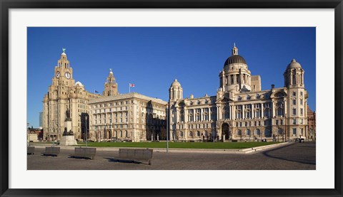 Framed Liver, Cunard, and Port of Liverpool Buildings, Liverpool, Merseyside, England Print