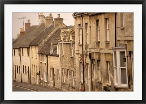 Framed High Street Buildings, Cotswold Village, Gloucestershire, England Print