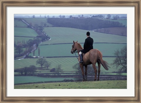 Framed Man on horse, Leicestershire, England Print