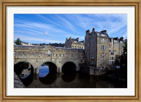 Framed River Avon Bridge with Reflections, Bath, England Print