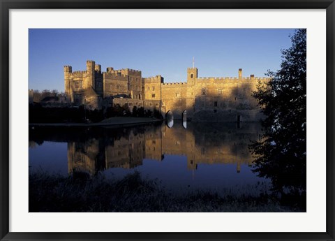 Framed Sunset on Leeds Castle, Leeds, England Print