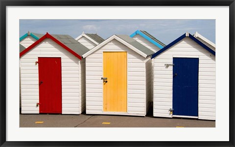 Framed Bath Houses in Paignton, Devon, England Print